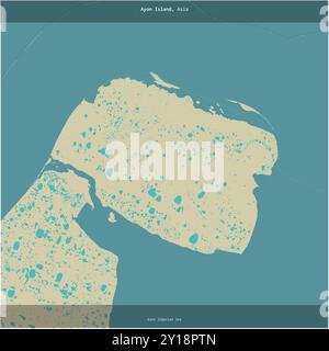 Ayon Island dans la mer de Sibérie orientale, appartenant à la Russie, coupée en carré sur une carte topographique de style humanitaire OSM Banque D'Images