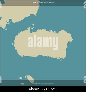 Cornwall Island, dans les passages du Nord-Ouest, appartenant au Canada, a été coupée en carré sur une carte topographique de style humanitaire OSM Banque D'Images