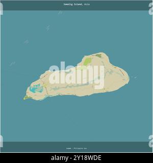 L'île de Jomalig dans la mer des Philippines, appartenant aux Philippines, a été coupée en carré sur une carte topographique de style humanitaire OSM Banque D'Images