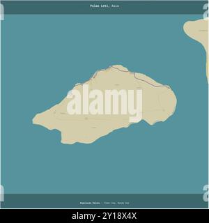 Pulau Leti dans la mer de Timor, appartenant à l'Indonésie, coupée en carré sur une carte topographique de style humanitaire OSM Banque D'Images