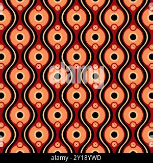 Seventies style rouge et orange rétro Modern Mid Century Pattern Banque D'Images