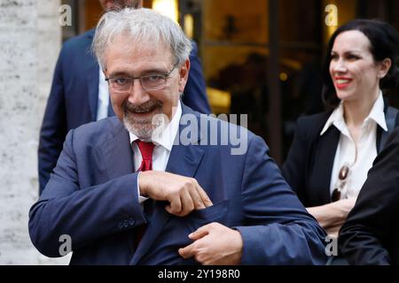 Roma, Italie. 05th Sep, 2024. Il presidente della Regione Francesco Rocca incontra il Ministro Adolfo Urso al Minstero per le Imprese ed il Made in Italy per un tavolo sulla Fondazione Santa Lucia Roma, Italia Ñ Gioved“ 05 Settembre 2024 - Cronaca - (foto di Cecilia Fabiano/LaPresse) le Président de la région Francesco Rocca rencontre le Ministre Adolfo Urso au Ministère des Affaires et Made in Italy pour une discussion sur la Fondation Santa Rome, 05 septembre septembre 2024 - nouvelles - (photo de Cecilia Fabiano/LaPresse) crédit : LaPresse/Alamy Live News Banque D'Images