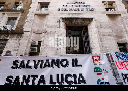 Roma, Italie. 05th Sep, 2024. Il presidente della Regione Francesco Rocca incontra il Ministro Adolfo Urso al Minstero per le Imprese ed il Made in Italy per un tavolo sulla Fondazione Santa Lucia Roma, Italia Ñ Gioved“ 05 Settembre 2024 - Cronaca - (foto di Cecilia Fabiano/LaPresse) le Président de la région Francesco Rocca rencontre le Ministre Adolfo Urso au Ministère des Affaires et Made in Italy pour une discussion sur la Fondation Santa Rome, 05 septembre septembre 2024 - nouvelles - (photo de Cecilia Fabiano/LaPresse) crédit : LaPresse/Alamy Live News Banque D'Images