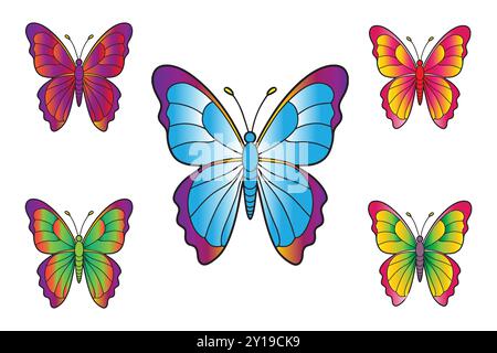 Vecteur papillon élégant avec des motifs d'aile complexes et des couleurs vibrantes, parfait pour les conceptions, logos et projets créatifs sur le thème de la nature. Illustration de Vecteur