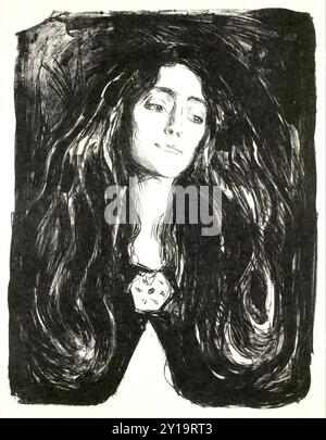 La broche, Eva Mudocci, 1903, lithographie d'Edvard Munch Banque D'Images