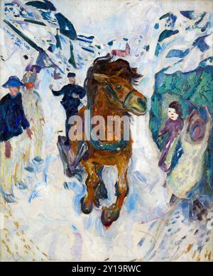 Cheval galopant, 1910, peinture d'Edvard Munch - Banque D'Images