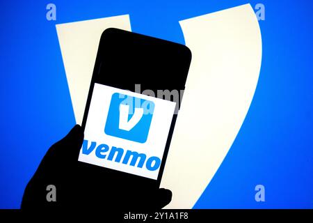 Dans cette illustration photo, un logo Venmo vu affiché sur un smartphone. Banque D'Images