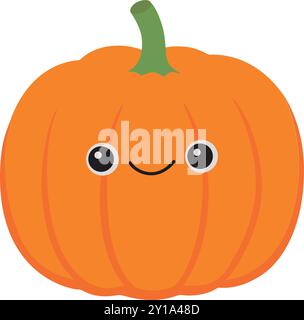 Citrouille mignonne avec le visage souriant Illustration de Vecteur