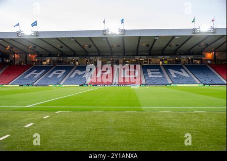 Vue générale du stade Hampden avant le match de l'UEFA Nations League, League A, Groupe A1 entre l'Écosse et la Pologne au Hampden Park à Glasgow, Écosse, Royaume-Uni le 5 septembre 2024 (photo par Andrew Surma/ Credit : Sipa USA/Alamy Live News Banque D'Images