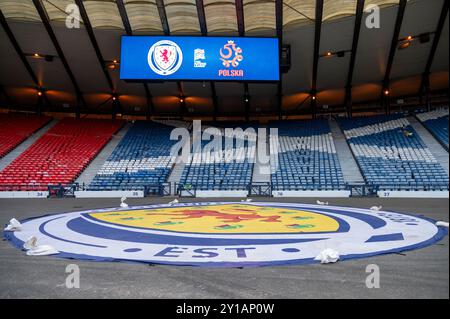 Vue générale du stade Hampden avant le match de l'UEFA Nations League, League A, Groupe A1 entre l'Écosse et la Pologne au Hampden Park à Glasgow, Écosse, Royaume-Uni le 5 septembre 2024 (photo par Andrew Surma/ Credit : Sipa USA/Alamy Live News Banque D'Images