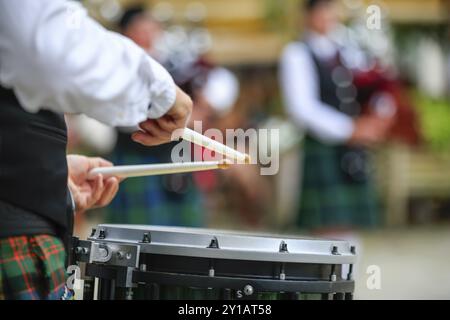 Joueurs de tambours, orchestre de cornemuse, concert de pipe, Sigmaringen, Bade-Wuerttemberg, Allemagne, Europe Banque D'Images