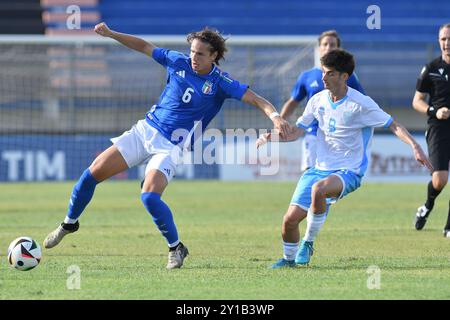 Latina, Latium. 05th Sep, 2024. Daniele Ghilardi d'Italie lors du Championnat d'Europe de qualification des moins de 21 ans match Italie contre Saint-Marin au stade Domenico Francioni, Latina (Italie), 05 septembre 2024 crédit : massimo insabato/Alamy Live News Banque D'Images