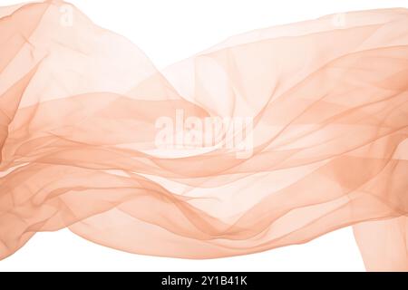 Beau tissu de tulle orange sur fond blanc Banque D'Images