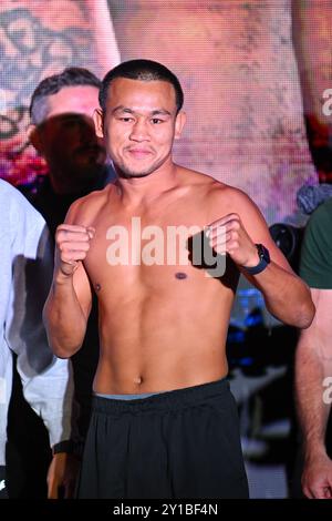 Denver, Colorado, États-Unis. 05th Sep, 2024. Le combattant Muay Thai, Seksan, pose lors de la cérémonie de pesée et de confrontation pour le Championnat One 168, à l'hôtel Sheraton de Denver, DANS LE COLORADO. Photo de Kevin Langley/Sports South Media/CSM/Alamy Live News Banque D'Images