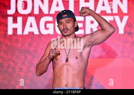 Denver, Colorado, États-Unis. 05th Sep, 2024. Le combattant Muay Thai, Superlek, pose lors des pesées et affrontements cérémoniels pour le Championnat One 168, à l'hôtel Sheraton de Denver, DANS LE COLORADO. Photo de Kevin Langley/Sports South Media/CSM/Alamy Live News Banque D'Images