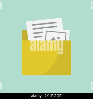 Vecteur d'icône de dossier isolé sur vert clair Illustration de Vecteur