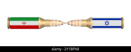 Relations entre Israël et l'Iran. Illustration 3D. Banque D'Images