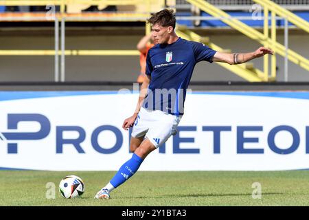 Latina, Latium. 05th Sep, 2024. Nicolo Savona d'Italie lors du Championnat d'Europe de qualification des moins de 21 ans match Italie contre Saint-Marin au stade Domenico Francioni, Latina (Italie), 05 septembre 2024 AllShotLive Credit : Sipa USA/Alamy Live News Banque D'Images