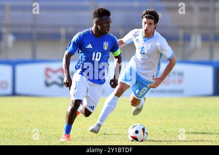 Latina, Latium. 05th Sep, 2024. Wilfried Gnonto d'Italie lors du Championnat d'Europe de qualification des moins de 21 ans match Italie contre Saint-Marin au stade Domenico Francioni, Latina (Italie), 05 septembre 2024 AllShotLive Credit : Sipa USA/Alamy Live News Banque D'Images