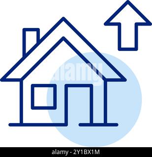 Maison et flèche vers le haut. Les prix de l'immobilier et les taux hypothécaires augmentent. Pixel Perfect, icône de vecteur de contour modifiable Illustration de Vecteur