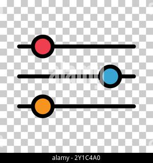 Icône de commande du mélangeur de volume, bouton de symbole de filtre sonore, symbole de commutateur illustration vectorielle . Illustration de Vecteur