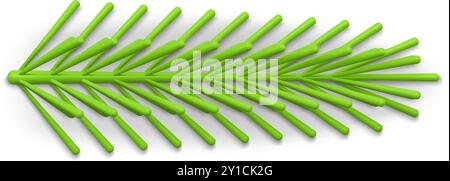 Branche horizontale d'épinette en plastique vert avec des aiguilles denses illustration vectorielle de conception décorative de Noël artificielle. Écologie sécurité boule de Noël indoo Illustration de Vecteur