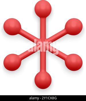 Symbole de décor ornemental abstrait astérisque rouge classique de célébration de vacances festive 3d modèle illustration vectorielle. Design réaliste et haut de gamme simple Illustration de Vecteur