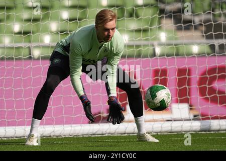 Le gardien de but de la République d'Irlande Caoimhin Kelleher lors d'une séance d'entraînement à l'Aviva Stadium, Dublin. Date de la photo : vendredi 6 septembre 2024. Banque D'Images