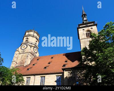 La collégiale Stiftskirche à Schillerplatz Stuttgart Baden Württemberg Allemagne Banque D'Images