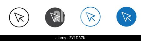 Icône de curseur signe de logo dans le contour de ligne mince ensemble et collection de groupe Illustration de Vecteur