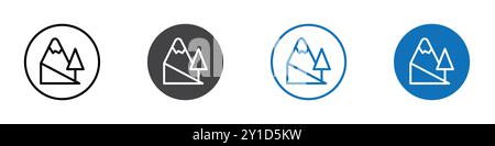Icône de diapositive de montagne signe de logo dans un ensemble de contour de ligne mince et collection de groupe Illustration de Vecteur