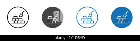 Construisez le signe de logo d'icône de mur dans l'ensemble de contour de ligne mince et la collection de groupe Illustration de Vecteur