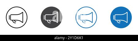 Icône de haut-parleur logo signe dans le contour de ligne mince ensemble et collection de groupe Illustration de Vecteur