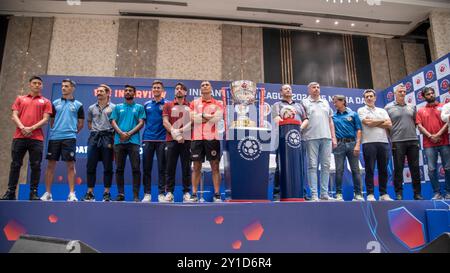 Kolkata, Inde. 05th Sep, 2024. Six équipes de football de la Super League indienne ont rencontré des représentants des médias le 4 septembre 2024 dans un hôtel de luxe à Kolkata sur le programme d'interaction avec les médias juste avant la prochaine saison ISL 11 (2024-25). (Photo par Amlan Biswas/Pacific Press) crédit : Pacific Press Media production Corp./Alamy Live News Banque D'Images