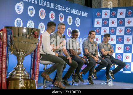 Kolkata, Inde. 05th Sep, 2024. Six équipes de football de la Super League indienne ont rencontré des représentants des médias le 4 septembre 2024 dans un hôtel de luxe à Kolkata sur le programme d'interaction avec les médias juste avant la prochaine saison ISL 11 (2024-25). (Photo par Amlan Biswas/Pacific Press) crédit : Pacific Press Media production Corp./Alamy Live News Banque D'Images