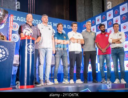 Kolkata, Inde. 05th Sep, 2024. Six équipes de football de la Super League indienne ont rencontré des représentants des médias le 4 septembre 2024 dans un hôtel de luxe à Kolkata sur le programme d'interaction avec les médias juste avant la prochaine saison ISL 11 (2024-25). (Photo par Amlan Biswas/Pacific Press) crédit : Pacific Press Media production Corp./Alamy Live News Banque D'Images