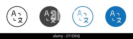 Icône de traduction de langue signe logo dans un ensemble de contour de ligne mince et collection de groupe Illustration de Vecteur