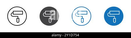 Icône de brosse rotative signe logo dans le contour de ligne mince ensemble et collection de groupe Illustration de Vecteur