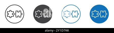 Puzzle icône logo signe dans le contour de ligne mince ensemble et collection de groupe Illustration de Vecteur