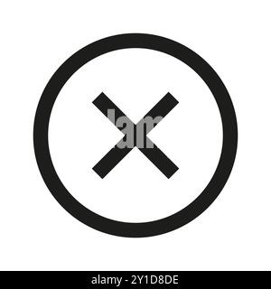 Illustration de l'icône Annuler. Cercle noir avec symbole X. Design minimaliste audacieux. Forme graphique simple. Illustration de Vecteur