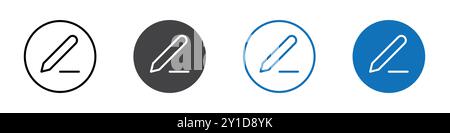 Icône d'écriture stylo logo signe dans le contour de ligne mince ensemble et collection de groupe Illustration de Vecteur