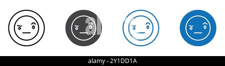 Suspecious emoji icône logo signe dans un ensemble de contour de ligne mince et collection de groupe Illustration de Vecteur