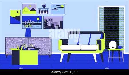 Salon vide ameublement dessin animé plat illustration Illustration de Vecteur