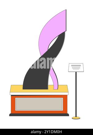 La sculpture abstraite expose un objet de dessin animé linéaire 2D. Illustration de Vecteur