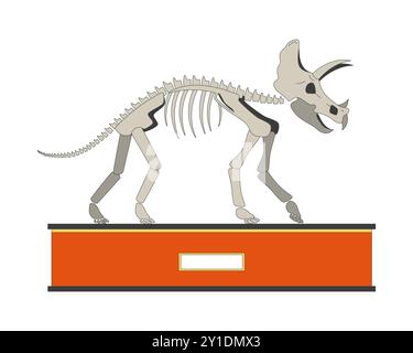Les triceratops présentent un objet de dessin animé linéaire 2D. Illustration de Vecteur