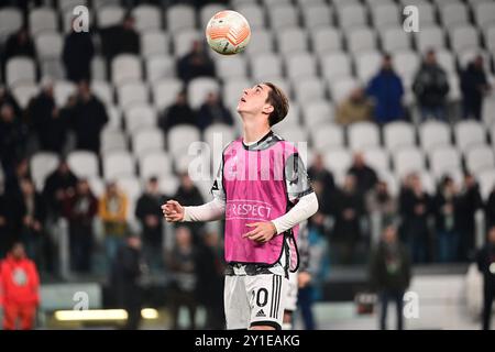 Torino, Italie. 09 mars 2023. Foto Marco Alpozzi/LaPresse 09 Marzo 2023 - Torino, Italia - sport, calcio - Juventus vs Friburgo - Europa League 2022/2023 - Allianz Juventus Stadium. Nella foto : Miretti - Juventus pic Marco Alpozzi//LaPresse 09 mars 2023 Turin, Italie - sport, football - Juventus vs Friburg - Europe League 2022/2023 - Allianz Juventus Stadium. Sur la photo : Miretti - Juventus crédit : LaPresse/Alamy Live News Banque D'Images