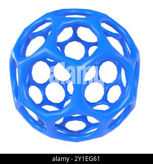 Rendu 3D bleu complexe d'une forme géométrique avec des sections creuses Banque D'Images