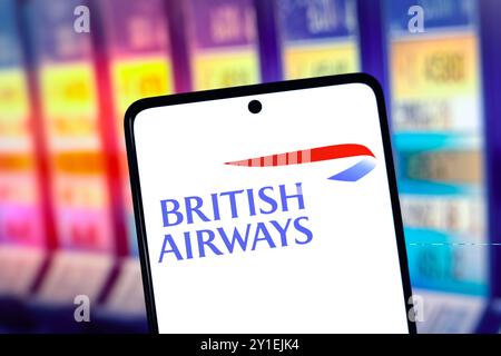 Paraguay. 6 septembre 2024. Dans cette illustration photo, le logo British Airways est affiché sur l'écran d'un smartphone. (Crédit image : © Jaque Silva/SOPA images via ZUMA Press Wire) USAGE ÉDITORIAL SEULEMENT! Non destiné à UN USAGE commercial ! Banque D'Images