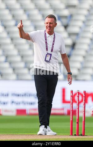 Prise à Birmingham, Royaume-Uni, le 06 septembre 2024 au Warwickshire County Cricket Club, Edgbaston. Sur la photo, Dominic Cork, ancien joueur international / comté, lors du match de finale Vitality Blast Quarter 2024 entre Warwickshire CCC et Gloucestershire CCC. L'image est destinée à un usage éditorial uniquement - crédit à Stu Leggett via Alamy Live News Banque D'Images