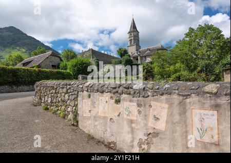 L'église Saint-Polycarpe de Castet dans la vallée d'Ossau en Béarn. France Banque D'Images